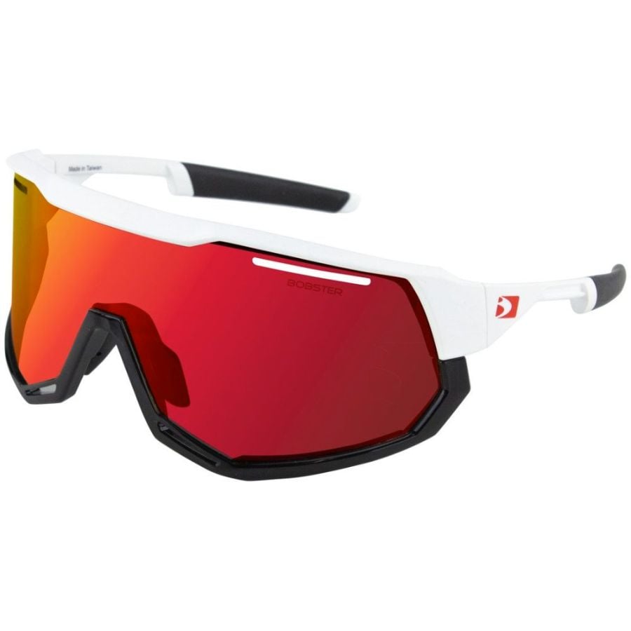 Bobster Freewheel Sunglasess - Matte White/Gloss Black Frame with Smoke Black Red Revo/Yellow/Clear Lenses BFRE01 - Clothing & Accessories